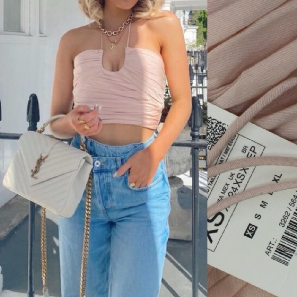 Zara Limited Edition Draped Tie Top Bloggers Favorite NWT Pale Pink XS